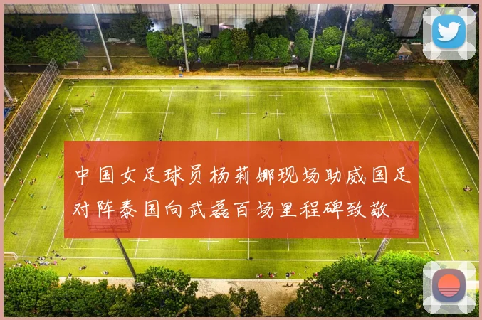 中国女足球员杨莉娜现场助威国足对阵泰国向武磊百场里程碑致敬