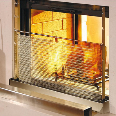 Pare-feu de chemine en inox  maille rglable  3 largeurs de 80  90 cm