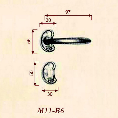 Modle OTTAGONALE B6 Britannium by Giara Britannium Poigne de porte Poigne rustique sur rosaces M11B6L