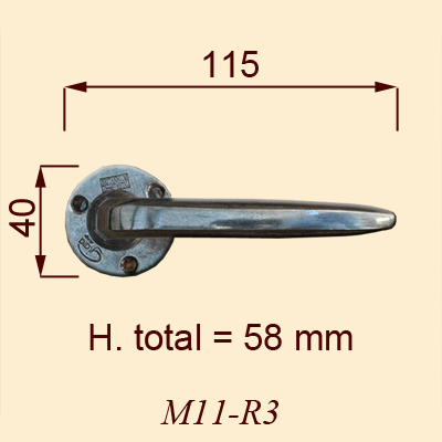 Modle OTTAGONALE R3 Britannium by Giara Britannium Poigne de porte Poigne rustique sur rosaces M11R3L