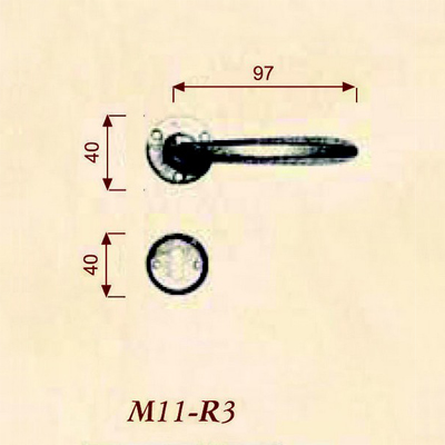 Modle OTTAGONALE R3 Britannium by Giara Britannium Poigne de porte Poigne rustique sur rosaces M11R3L