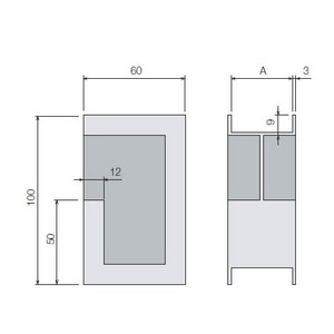 poigne rectangulaire avec retours Inox Poigne  encastrer Pour porte coulissante 53712