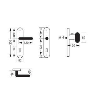 Poigne palire de scurit bquille/bouton Alu Poigne de porte Poigne palire 712325303